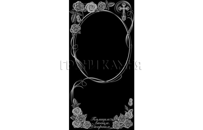 Вертикальный гранитный памятник с розами и крестом №134