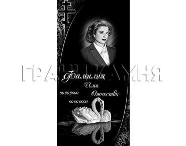 Вертикальный гранитный памятник с лебедем и крестом №143