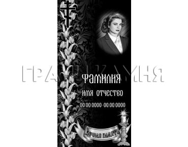 Вертикальный гранитный памятник с крестом и тюльпанами №145
