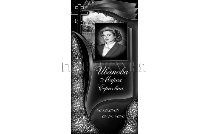 Вертикальный гранитный памятник на могилу с крестом №154