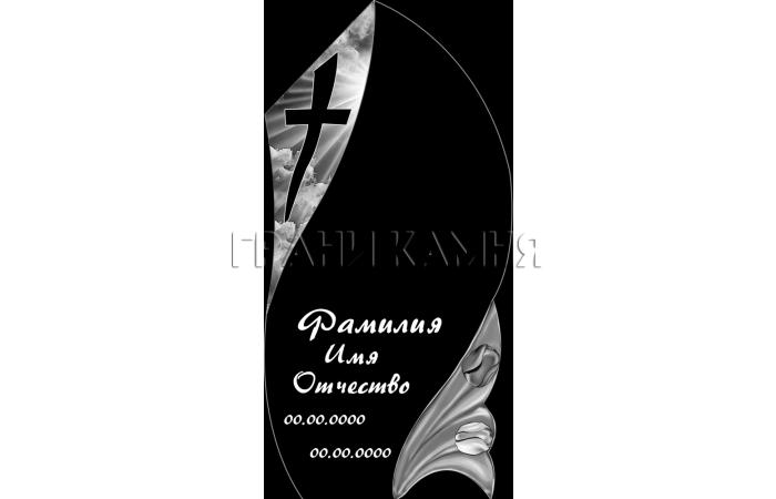 Вертикальный гранитный памятник с крестом и тюльпанами №156