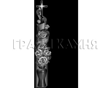 Вертикальный гранитный памятник с крестом и розами №165