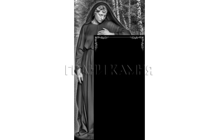 Вертикальный гранитный памятник на могилу со скорбящей женщиной №171