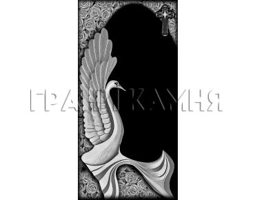 Вертикальный гранитный памятник с лебедем и крестом №178