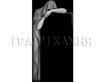 Вертикальный гранитный памятник на могилу со скорбящей женщиной №186