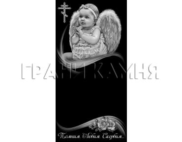 Вертикальный гранитный детский памятник на могилу с ангелом №190