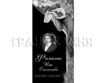 Вертикальный гранитный памятник со скорбящей женщиной №192