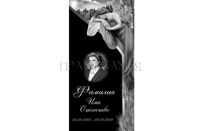 Вертикальный гранитный памятник со скорбящей женщиной №192