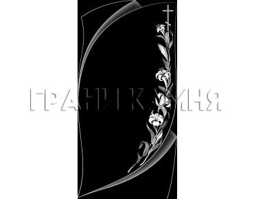 Вертикальный гранитный памятник с лилиями и крестом №211