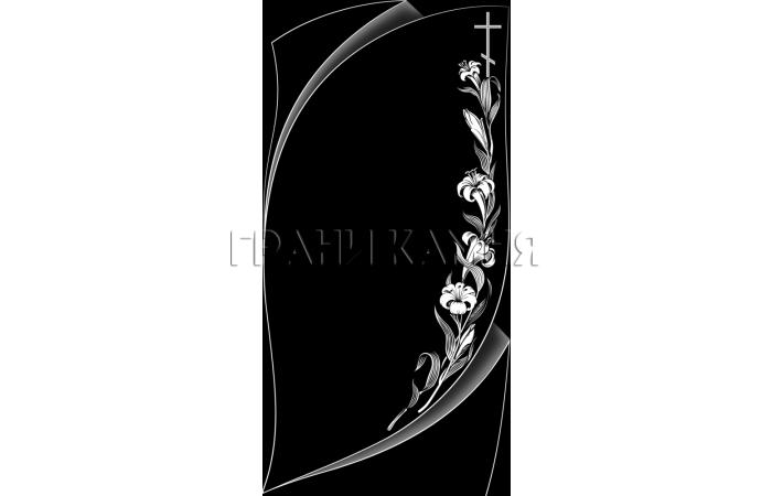 Вертикальный гранитный памятник с лилиями и крестом №211