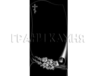 Вертикальный гранитный памятник с крестом и лилиями №212