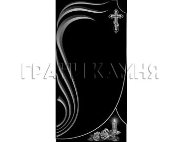 Вертикальный гранитный памятник с розами и свечой №214