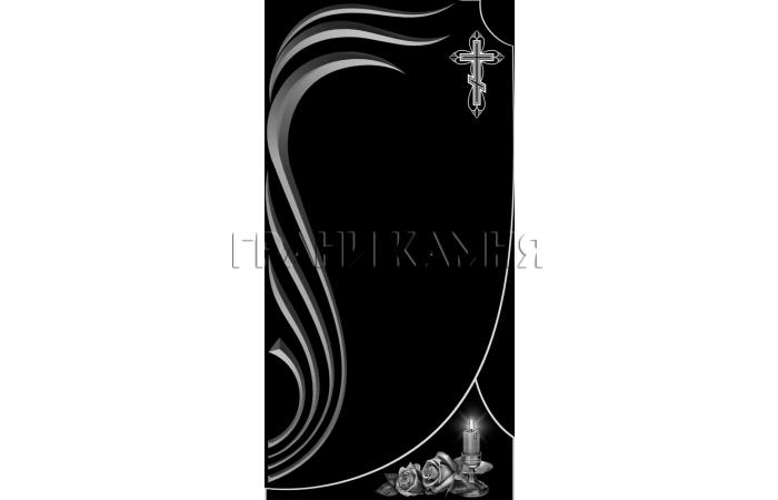 Вертикальный гранитный памятник с розами и свечой №214