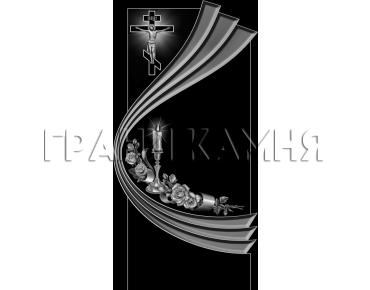 Вертикальный гранитный памятник со свечой и розами №216