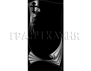 Вертикальный гранитный памятник с гвоздиками и крестом №219