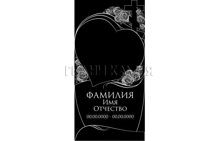 Вертикальный гранитный памятник на могилу с розами №222