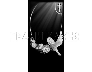 Вертикальный гранитный памятник с голубем с розами №229