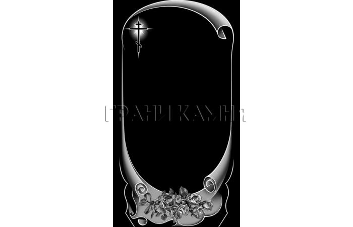 Вертикальный гранитный памятник на могилу с крестом и розами №232