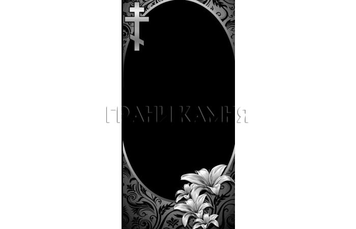 Вертикальный гранитный памятник на могилу с лилиями и крестом №233