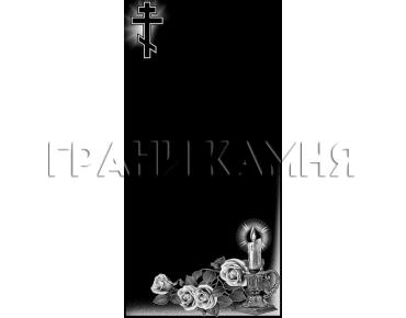 Вертикальный гранитный памятник с розами и свечой №234