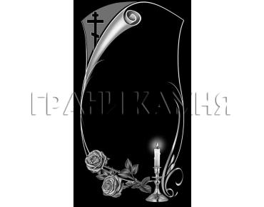 Вертикальный гранитный памятник с розами и крестом №236