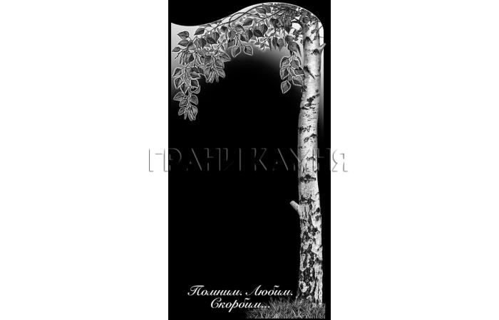 Вертикальный гранитный памятник на могилу с березой №238