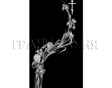 Вертикальный гранитный памятник на могилу с ирисами №239