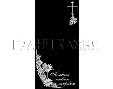 Вертикальный гранитный памятник на могилу с цветами №241