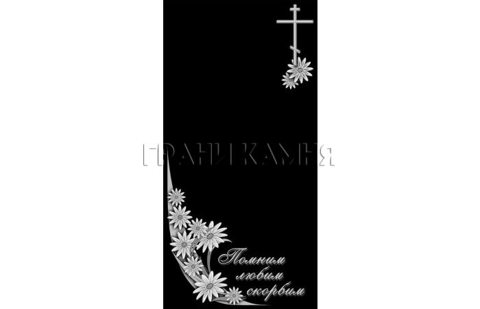 Вертикальный гранитный памятник на могилу с цветами №241