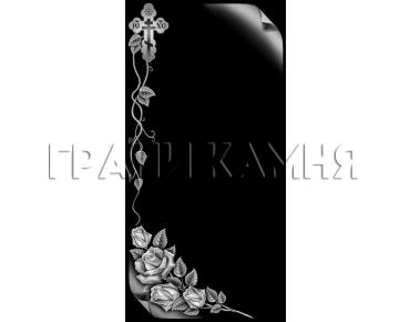 Вертикальный гранитный памятник с розами и крестом №242