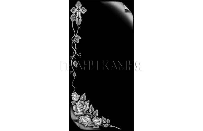 Вертикальный гранитный памятник с розами и крестом №242