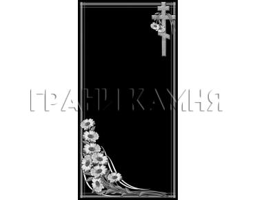 Вертикальный гранитный памятник с крестом и ромашками №244