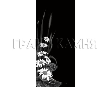 Вертикальный гранитный памятник на могилу с ромашками №246