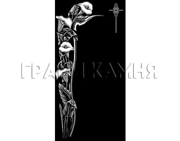 Вертикальный гранитный памятник на могилу с цветами №249