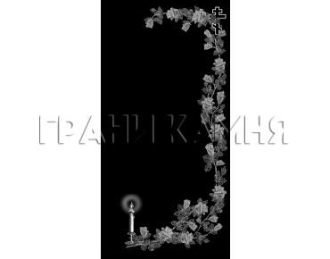 Вертикальный гранитный памятник с розами и свечой №251