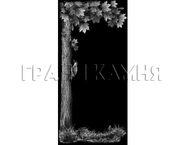 Вертикальный гранитный памятник на могилу с кленом №252