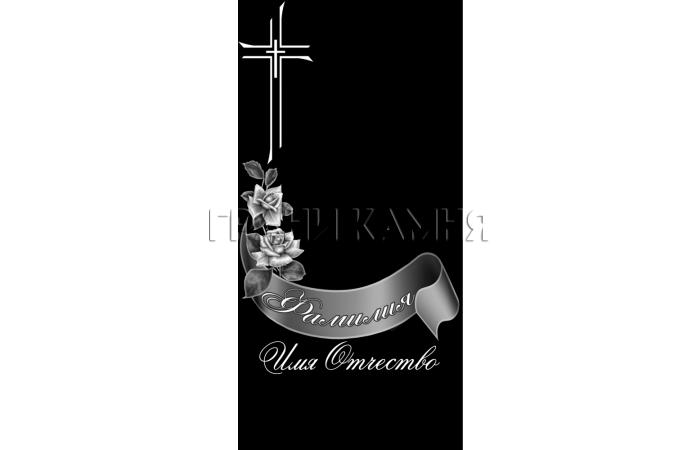 Вертикальный гранитный памятник с розами и крестом №259