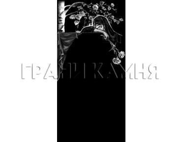 Вертикальный гранитный памятник со скорбящей женщиной №260