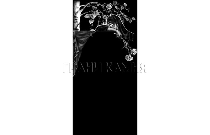 Вертикальный гранитный памятник со скорбящей женщиной №260