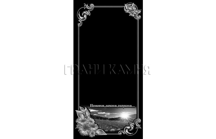 Вертикальный гранитный памятник на могилу с цветами №263
