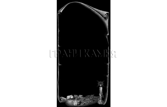 Вертикальный гранитный памятник с розами и свечой №264