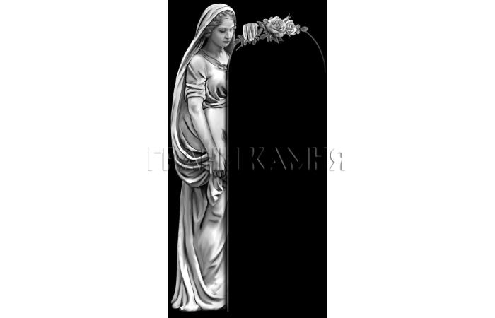 Вертикальный гранитный памятник со скорбящей женщиной №272