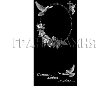 Вертикальный гранитный памятник с розами и крестом №274