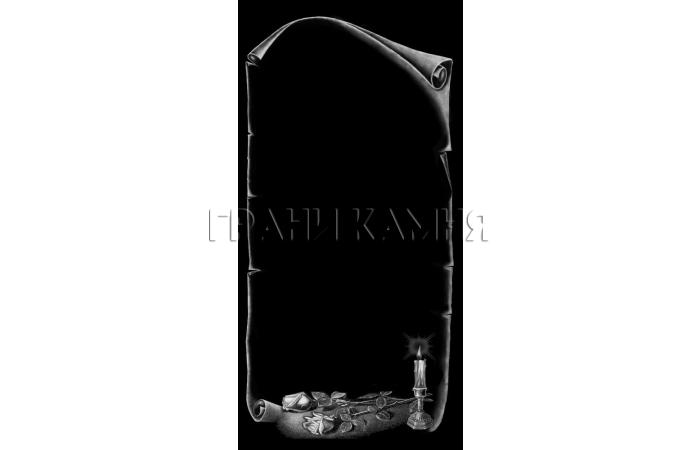 Вертикальный гранитный памятник со свечой и розами №275