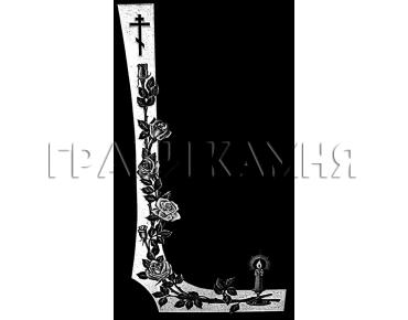 Вертикальный гранитный памятник со свечой и розами №277