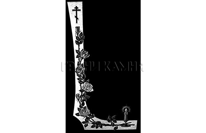 Вертикальный гранитный памятник со свечой и розами №277