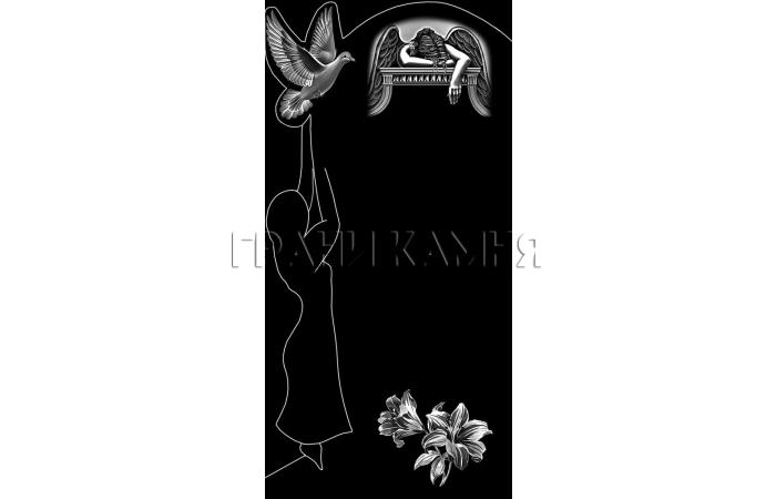 Вертикальный гранитный памятник со скорбящей женщиной №280