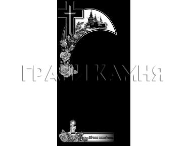 Вертикальный гранитный памятник с розами и крестом №283