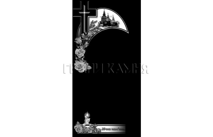 Вертикальный гранитный памятник с розами и крестом №283