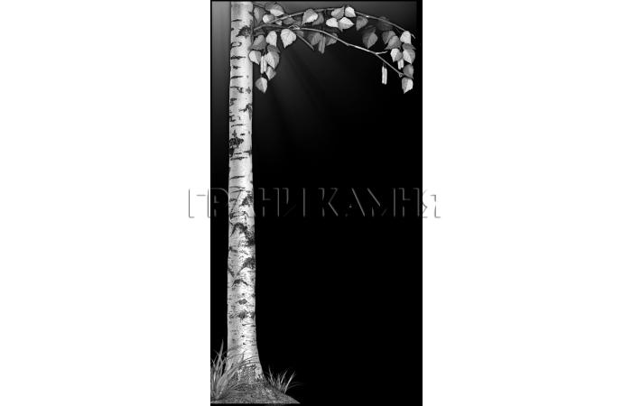 Вертикальный гранитный памятник на могилу с березой №288